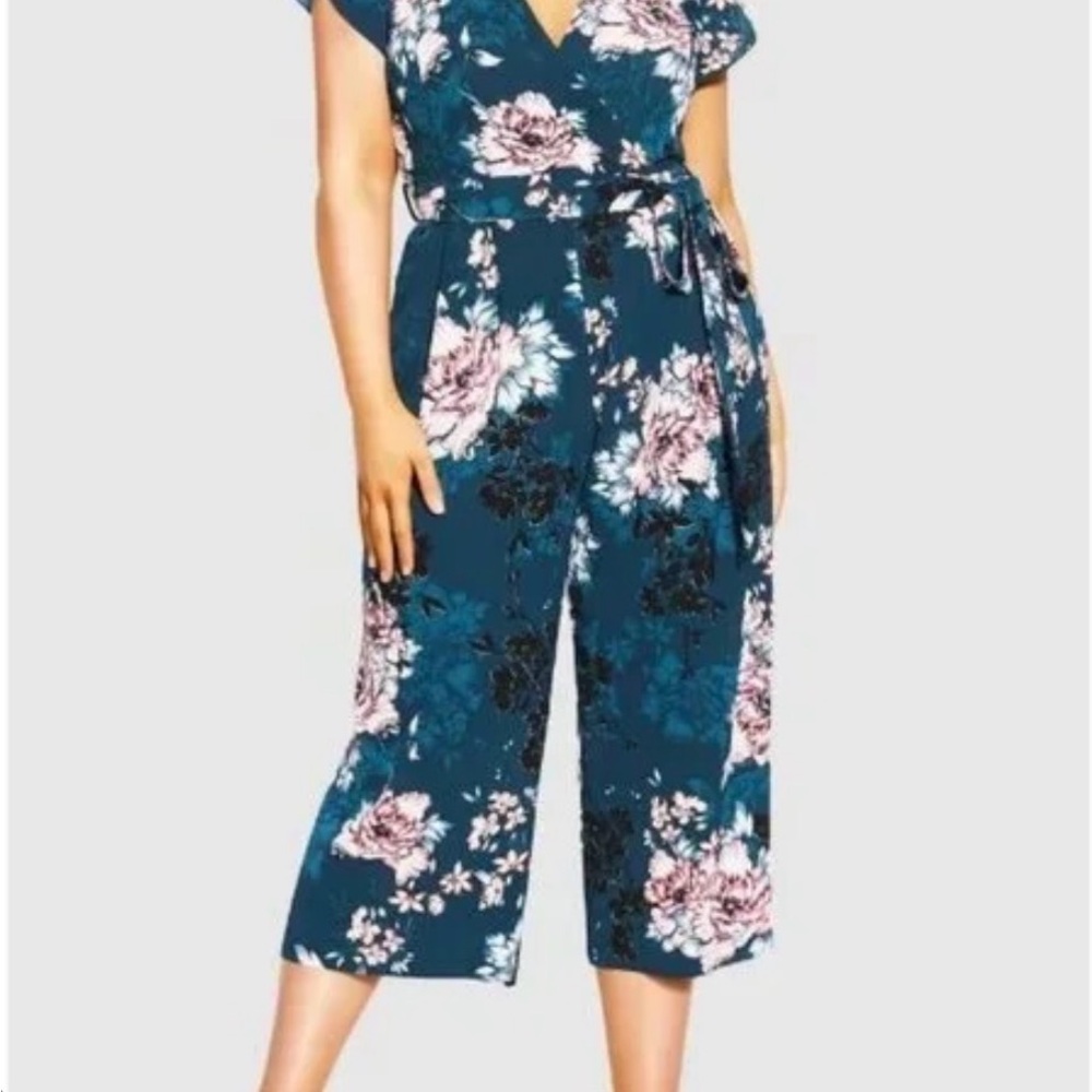 Floral Print Jumpsuit in Teal and Pink